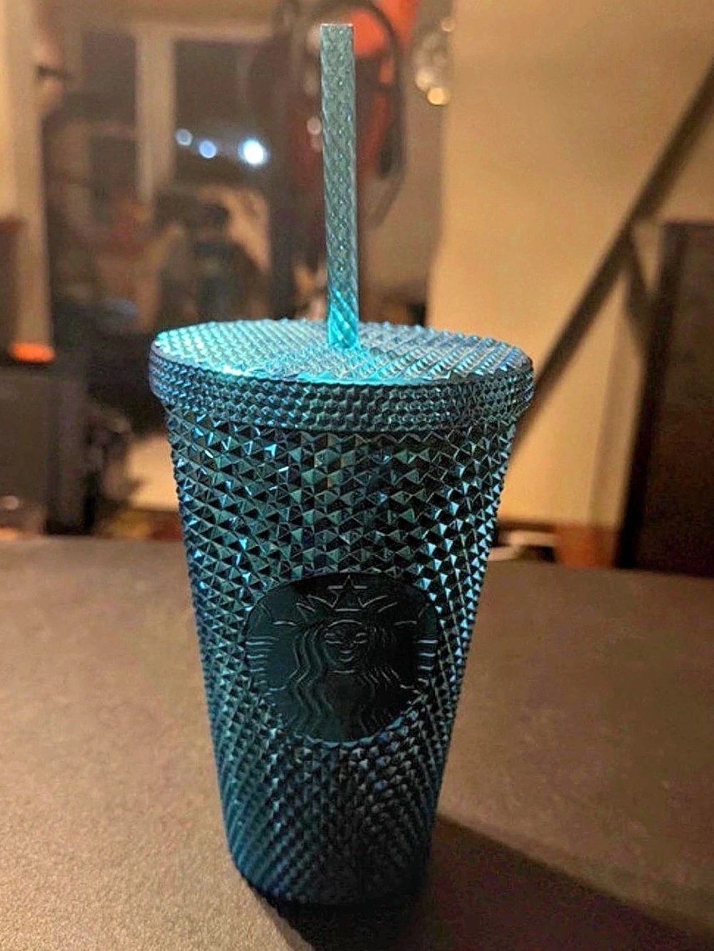 Starbucks Blue Chrome Metallic Studded Cold Cup Tumbler